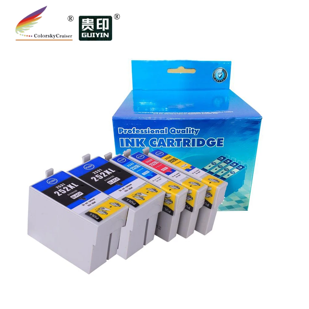 (CPE252XL 5) T252XL 252XL 252 2531 XL совместимый Новый струйный картридж для Epson WorkForce WF 7620 7710 BKCMY