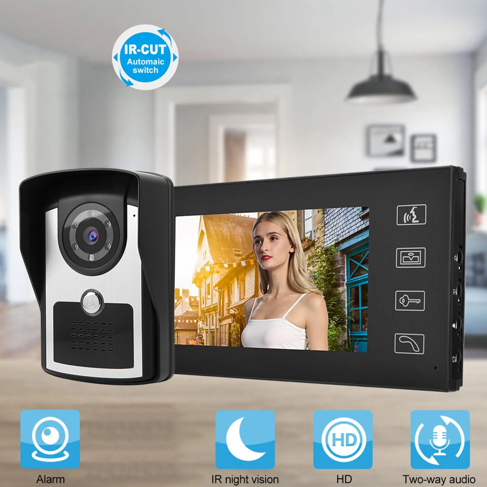 7-дюймовый проводной видеодомофон домофон камера доступа к двери с картой памяти