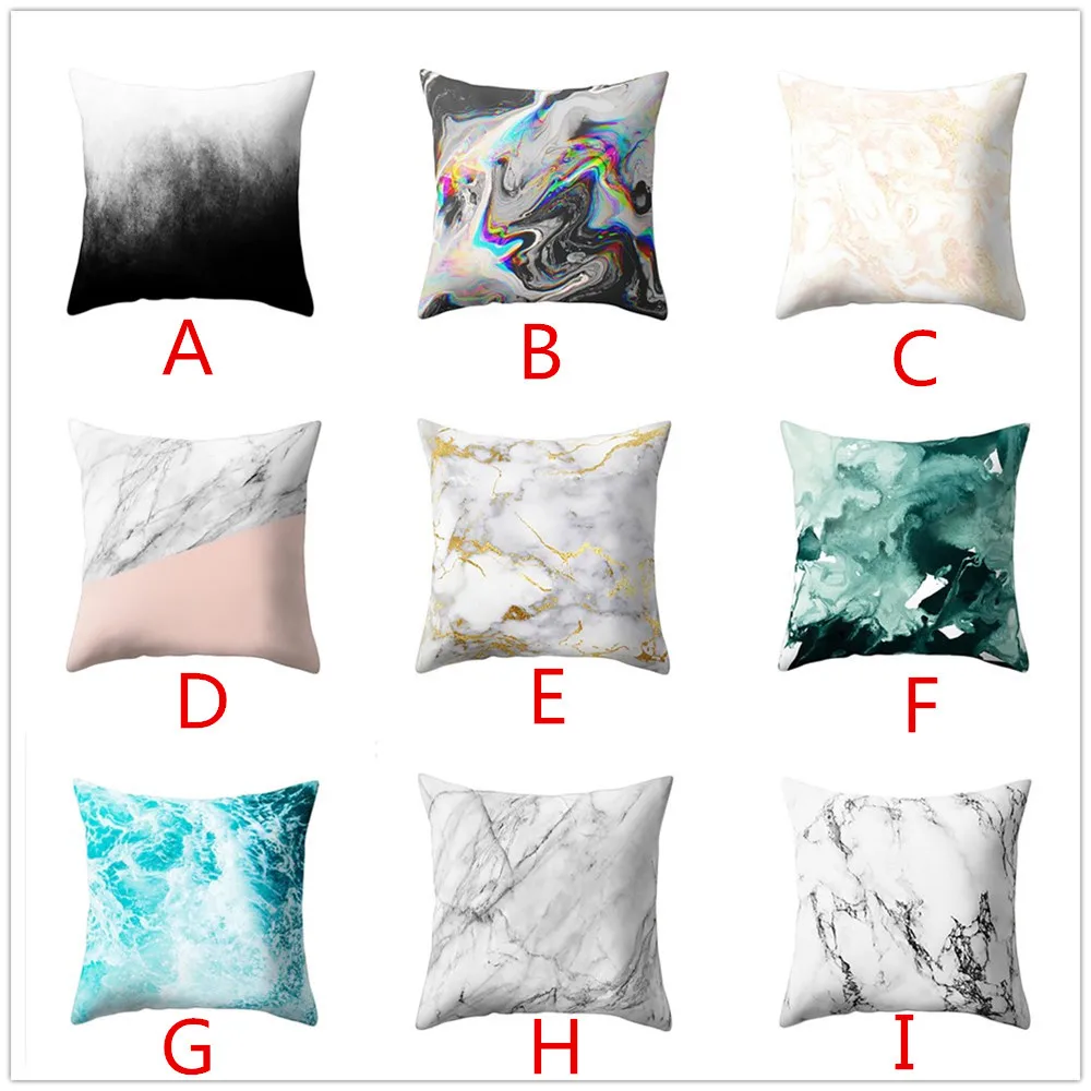 New Creative Simple Pillow Cover Fashion Geometric Marble Textured Printing Delicate Sponge Sofa Home Decoration | Дом и сад