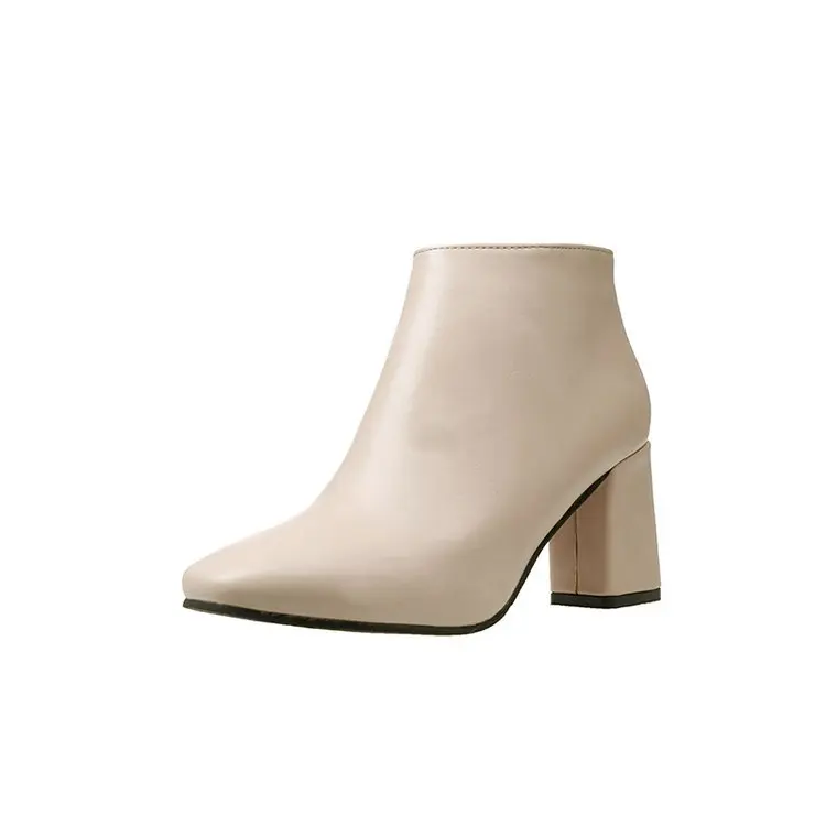 

New autumn and winter medium heeled boots British square head single boots thick heel short boots women's boots