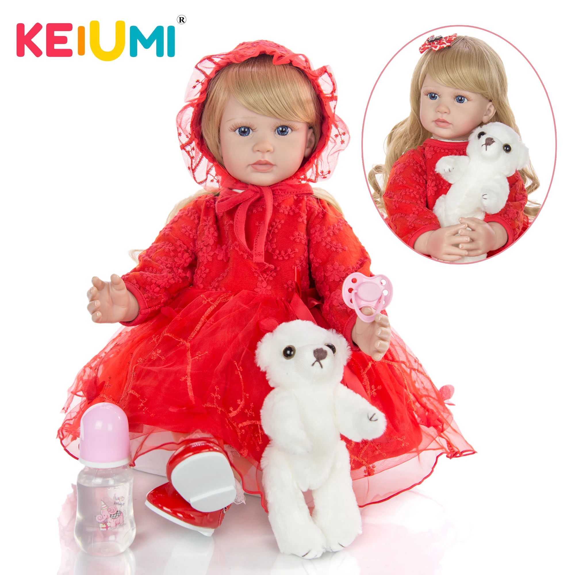 KEIUMI красивые длинные золотые куклы Новорожденные для девочек мягкие тканевые 60