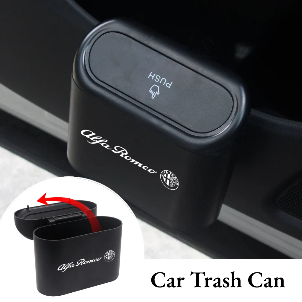 

Portable Car Logo Garbage Bin Rubbish Organizer Storage Box Pressing Type Trash Can For Alfa Romeo 159 Giulietta 147 Accessories