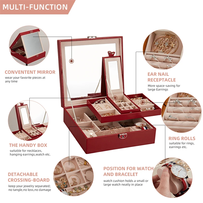 Цена 3 в 1, большая шкатулка для хранения ювелирных изделий