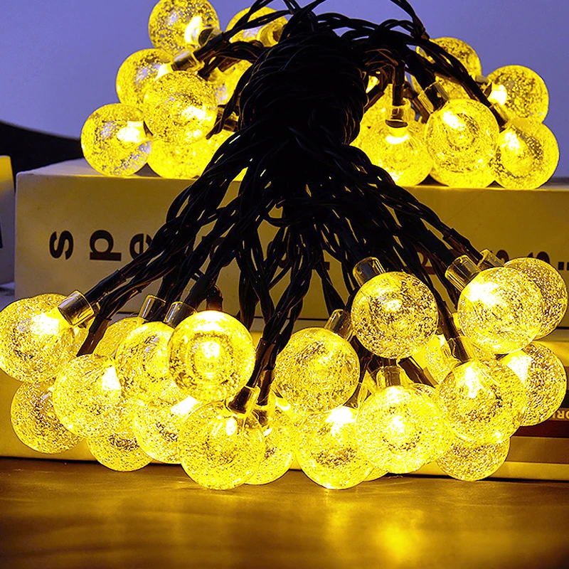 

Гирлянда светодиодная уличная на солнечной батарее с хрустальными шариками, IP65