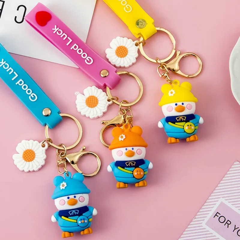 

New Cartoon Backpack Duck Lovers Alloy Key Chain Backpack Pendant, Sweet and Lovely Silicone Material Key Chain 3 Options YZ0058