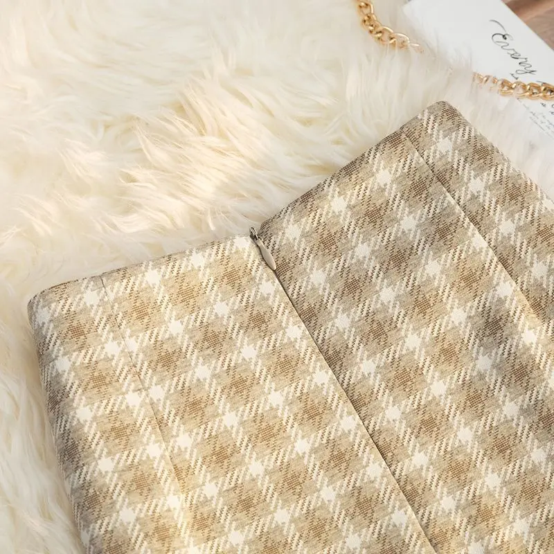 

Paris Girl Plaid Women's Skirt Female Casual Autumn Winter Students Fashion Sweet High Waist A-Line Skirt Vintage Bag Hip Skirt