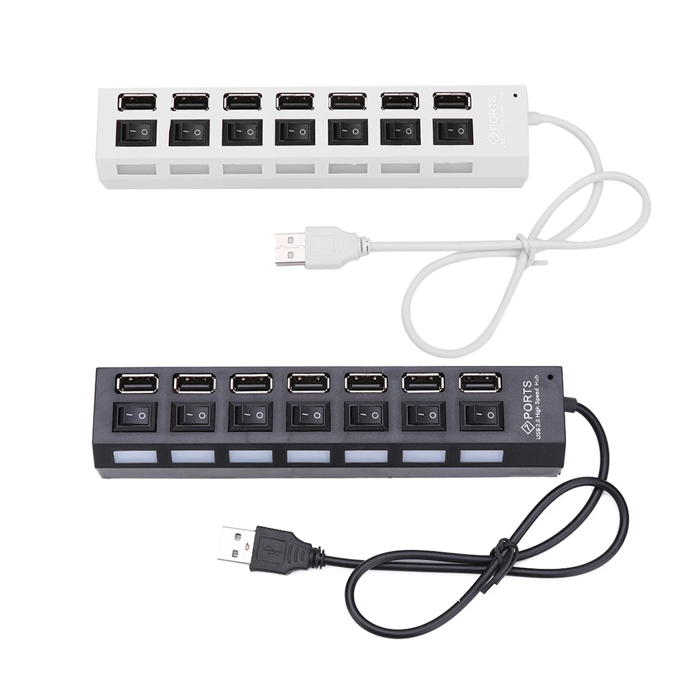 Высокоскоростной концентратор с 7 портами USB 2 0 хаб выключателем питания для ПК