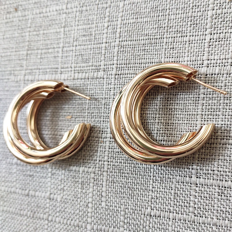 2020 C-shaped exaggerated metal earrings women punk design массивные серьги trendy корея gold color accessories gifts |