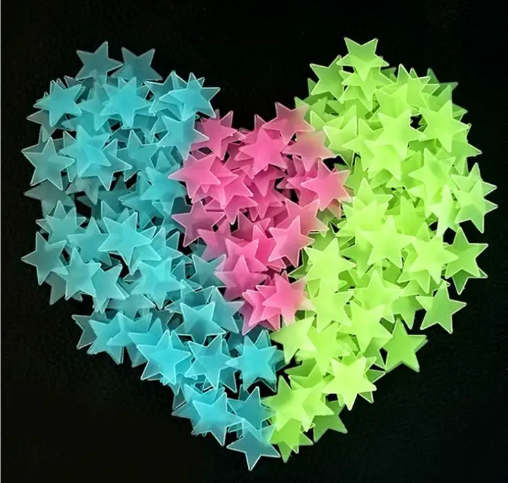 100 шт. флуоресцентные светящиеся настенные Стикеры для детской спальни в