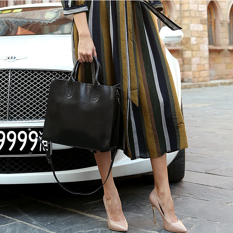 Винтажные большие дамские сумочки из натуральной кожи вместительные рабочие