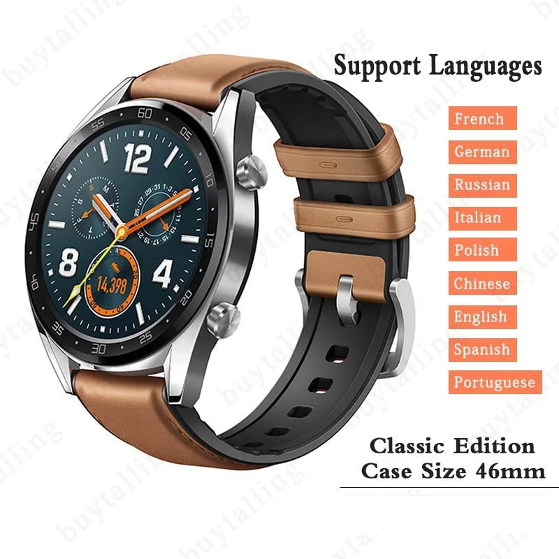 Huawei Watch GT Смарт часы Экстра Долгое время работы от батареи для Android iOS Поддержка водонепроницаемый телефонный звонок частота сердечных сокращений gps - Цвет: CN Brown Classic