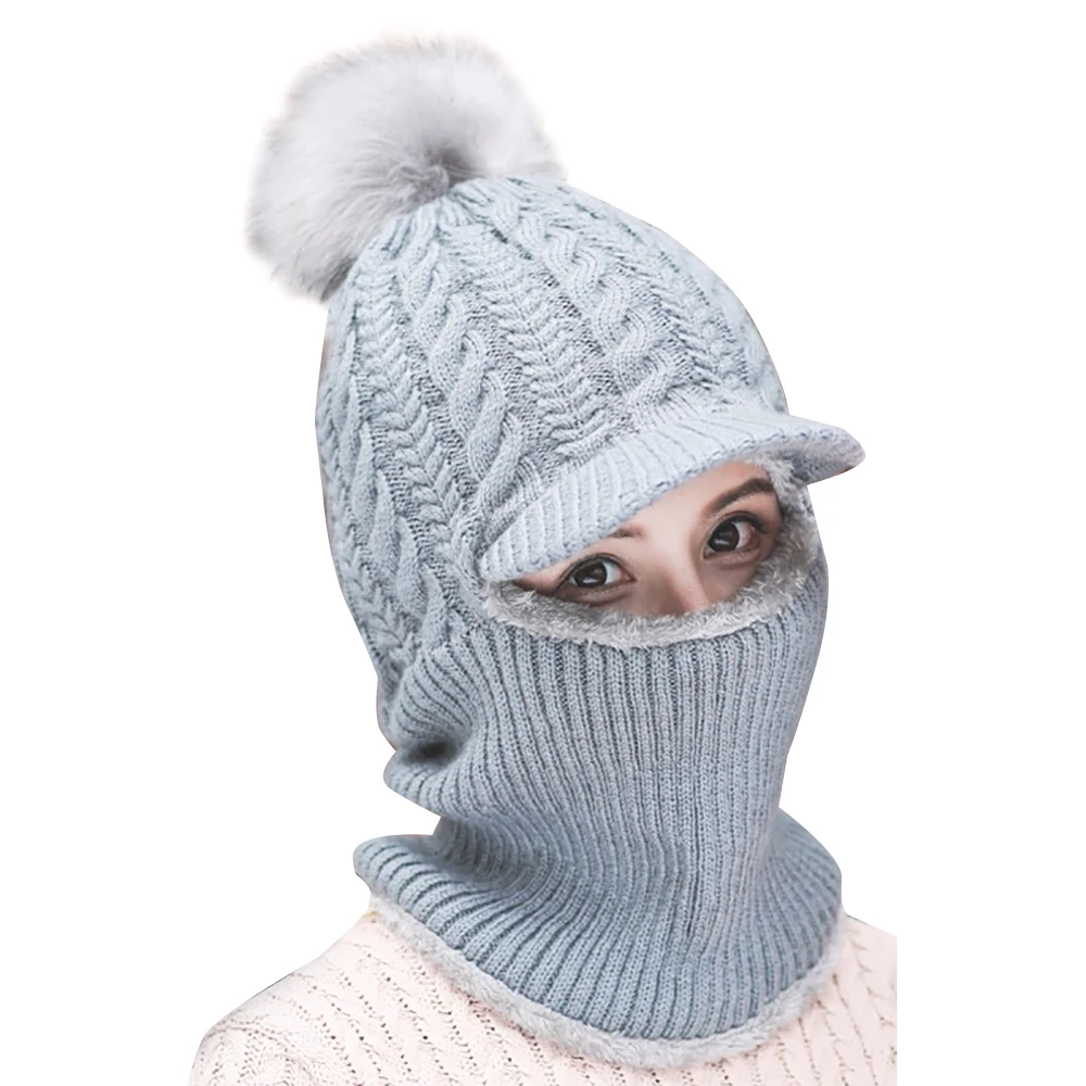 Зимние лицо в маске защита ушей женские шапки вязаные Твердые крышки Женские