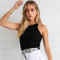 2021 sleeveless knitted crop tops candy colors sexy vest solid female off the shoulder corset tops summer clothes sport gym tank