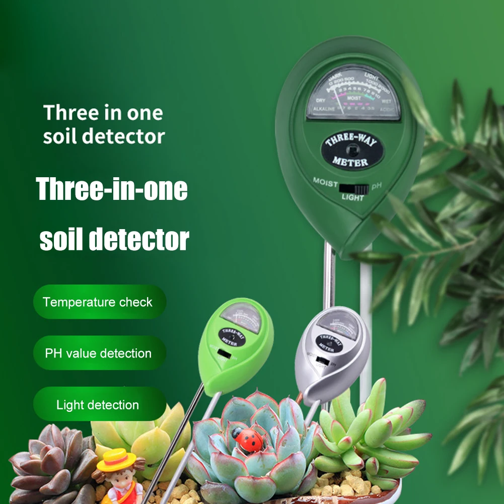 

PH Moisture Meter Sunlight Intensity Measurement Soil PH Level Tester Analyzer Monitor Temperature Sunlight Tester