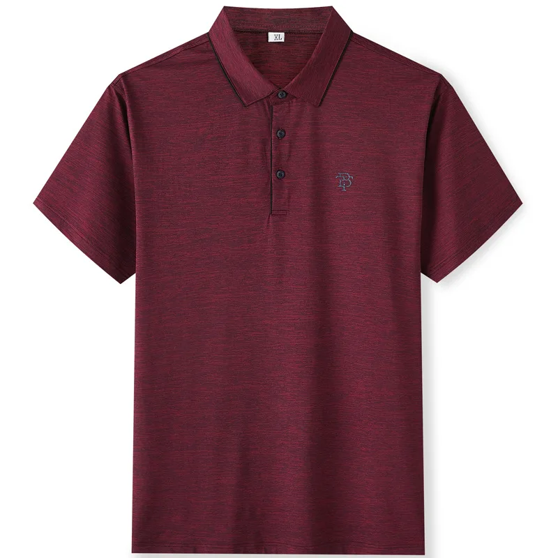 

Summer 2021 new men's fat plus size business casual Lapel ice silk quick drying short sleeve T-shirt for men