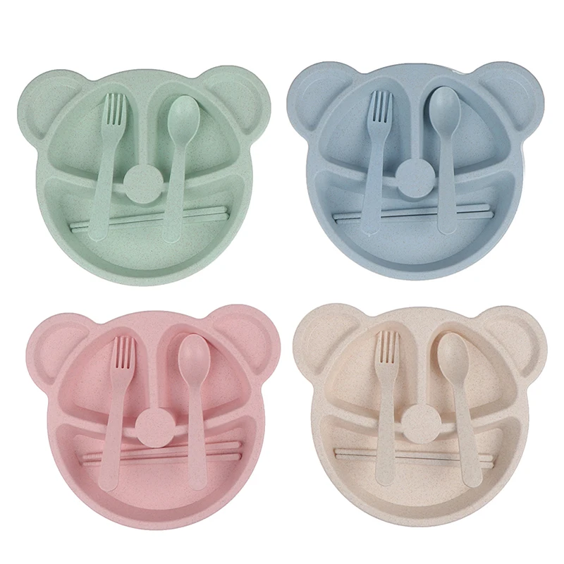 4 шт./компл. детская антигорячая миска + ложка вилка посуда мультяшный набор