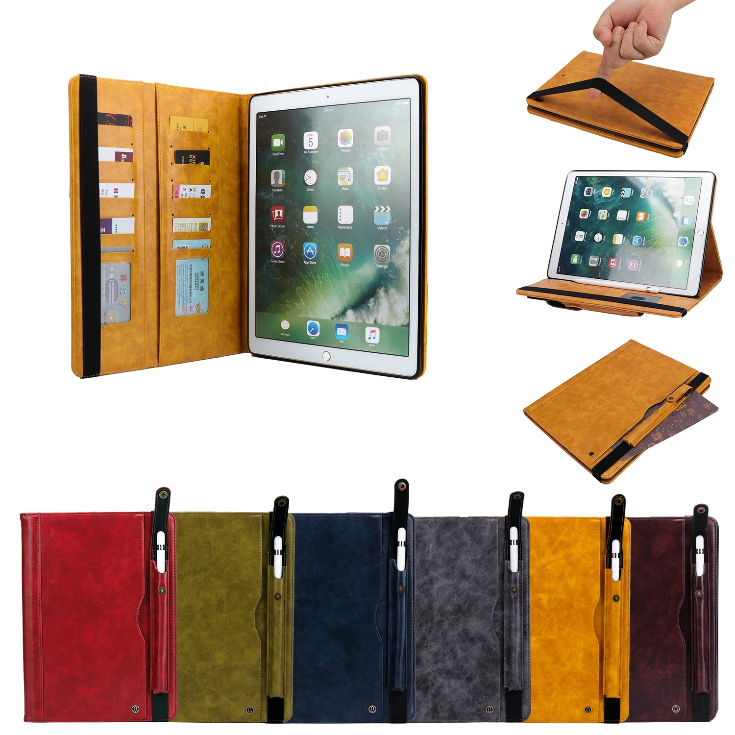 

HYYGEDeal Tablet Cases Multi-Function Card Pocket Stand Holder PU case for Apple ipad pro 12.9 2015 2017