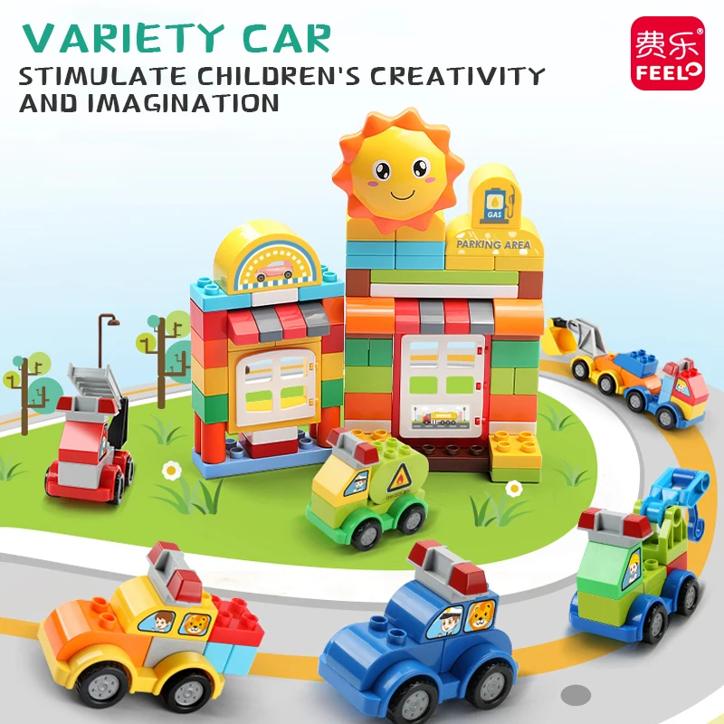 

Feelo Big Size Building Blocks Transformable Variety Car Model DIY Colorful Bricks Set 3+Children Educational Gift Toys 179Pcs