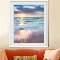 sea beach painting wall art 5d diamond full round drill embroidery cross stitch picture mosaic gifts