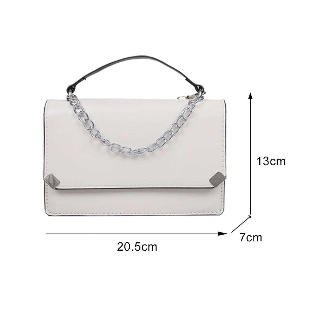 

Fashion Women Pure Color Top-handle Handbags PU Leather Casual Chain Shoulder Bags Elegant Ladies Small Square Crossbody Bag New