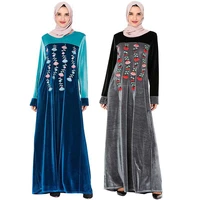 islamic clothing velvet muslim dress women abaya moroccan kaftan robe jubah floral elbise dubai turkey caftan arabic hijab dress