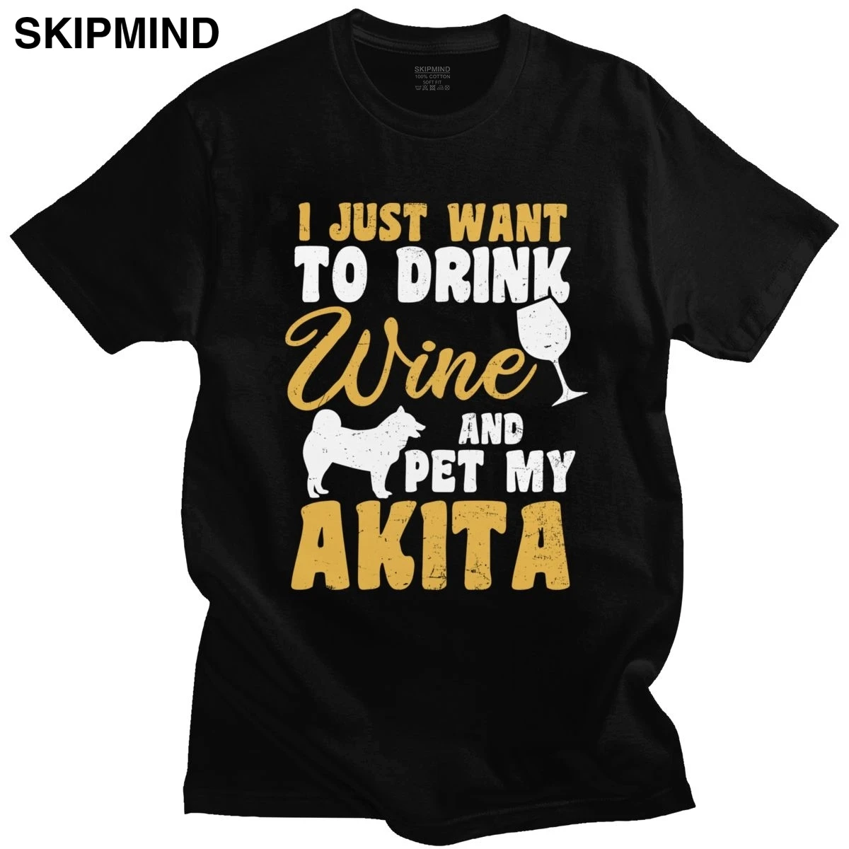 Новинка Drink Wine и ПЭТ Акита футболка Inu Для мужчин с короткими рукавами принтом