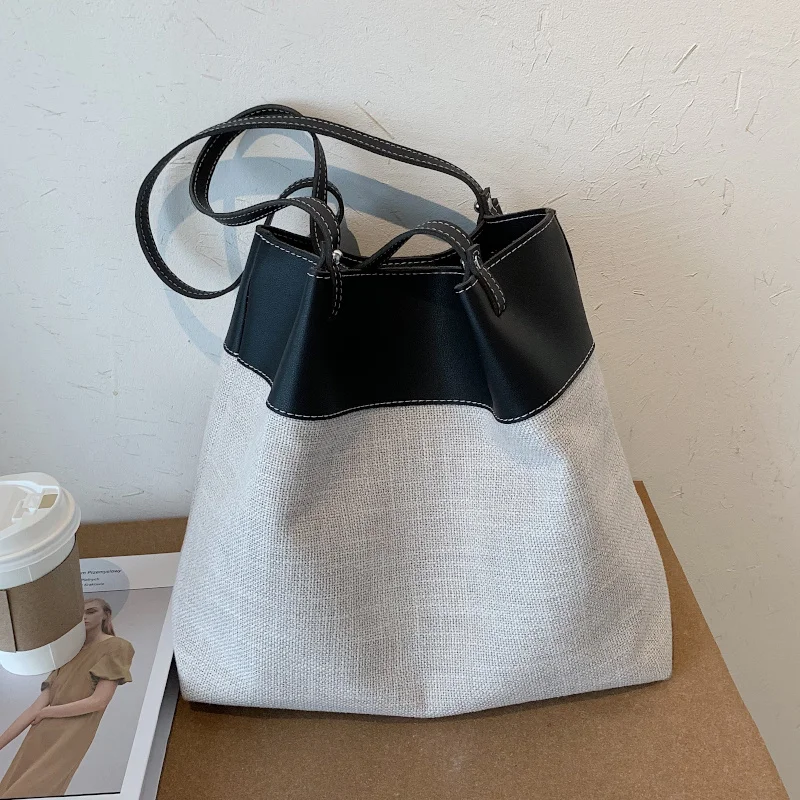 

Tote Stitching Contrasting Bag Color Large Capacity Shoulder Bags for Women 2020 Women's Bag Luxury Handbags Fashion Shopper Bag