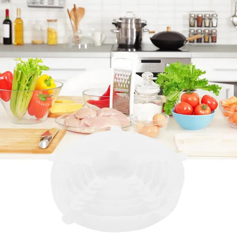 6 шт. многоразовая силиконовая пищевая обертка эластичная вакуумная герметичная