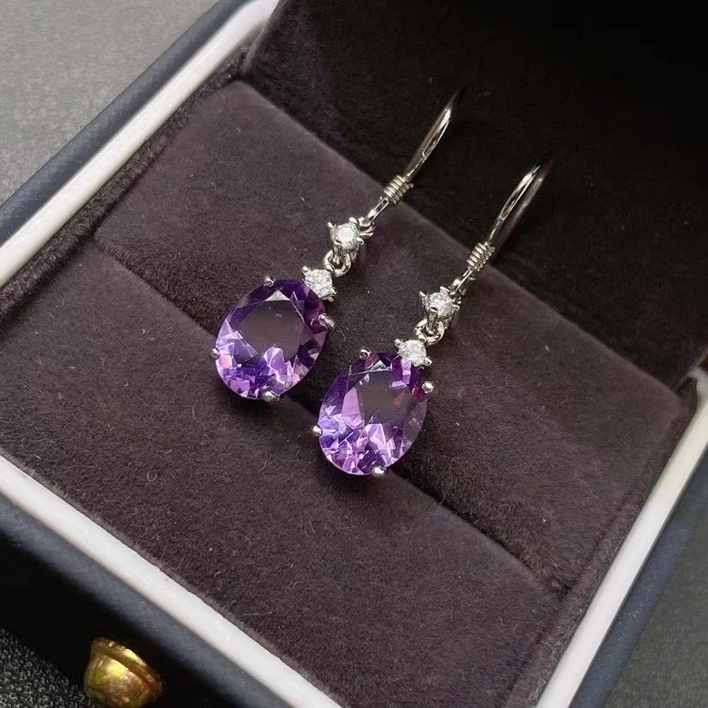 Женские серьги из серебра 925 пробы с аметистом