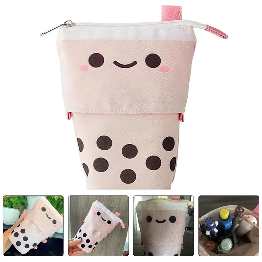 

1pc Canvas Pen Bag Lovely Pen Pouch Telescopic Pen Holder Creative Pencil Case
