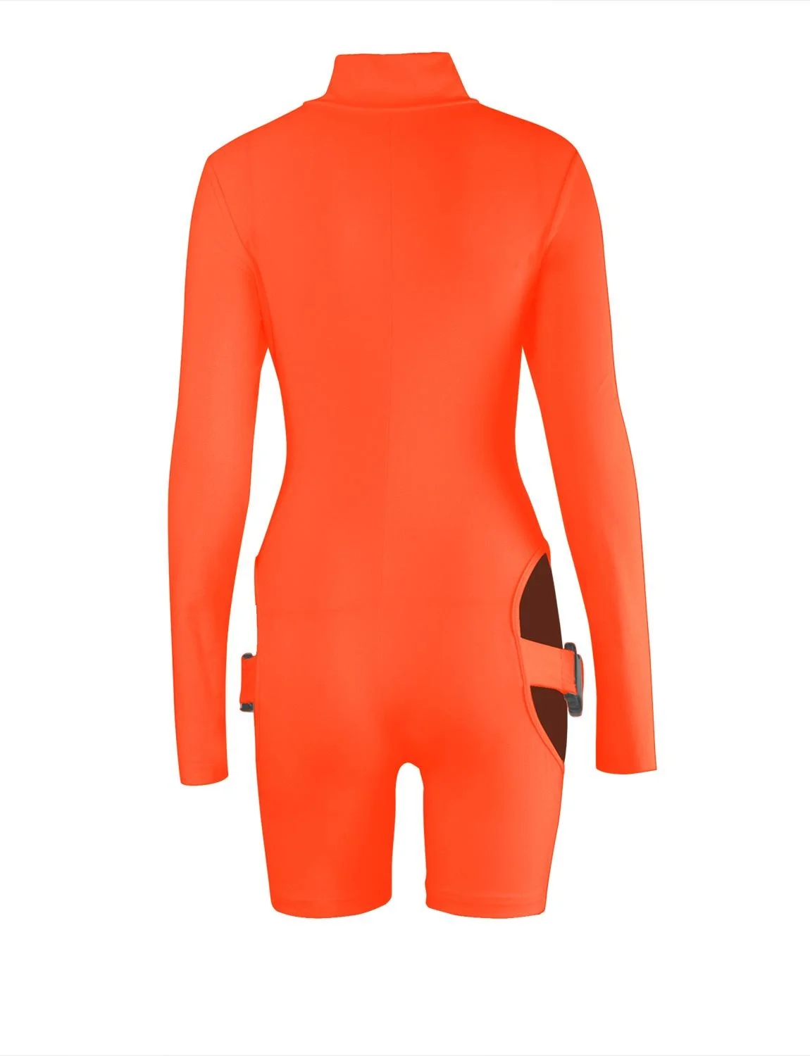 

VWIWV 2019 New Women Long Sleeve Hollow Out one Pieces Jumpsuit High Waist Shorts Buckles Sexy Party Club Wear Rompers