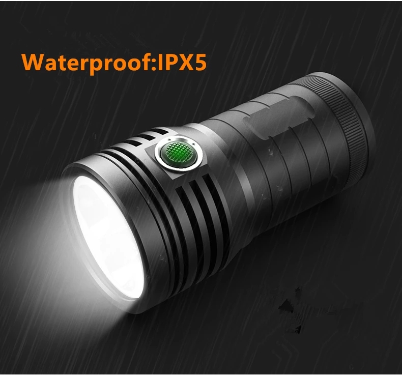 

Quad Core 3*XHP90 Ultra Powerful LED Flashlight 18650 Built-in 10400mAH Battery USB 3 Modes LED Flash Light Waterproof Torch