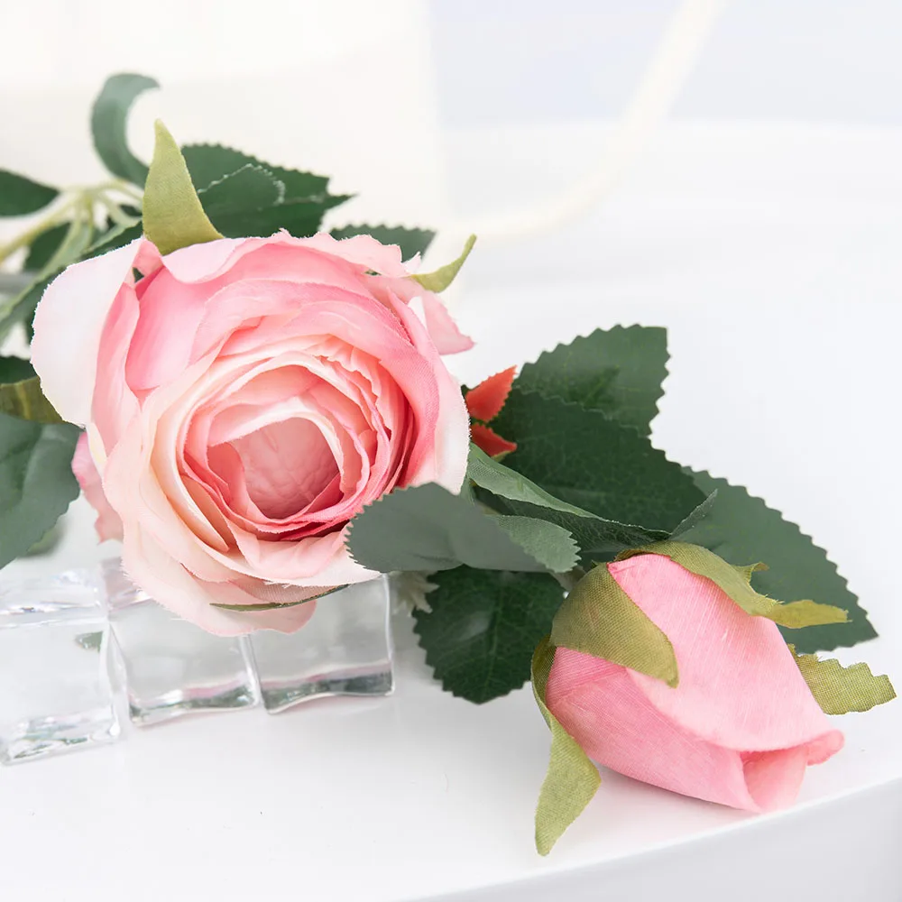 rose pink Искусственные цветы для дома, украшения на балконе, большие искусственные пластиковые цветы, длинные стволы, Свадебная вечеринка, сделай сам, декор из розового шелка, высокое качество - Цвет: rose pink