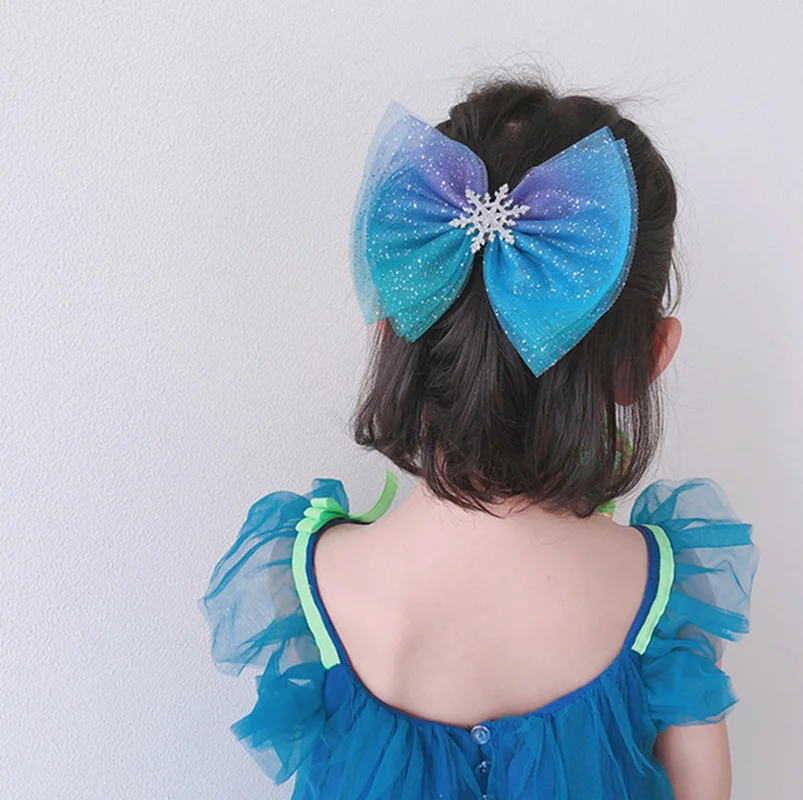 Детские Рождественские подарки Снежинка аксессуары для волос кристалл заколки