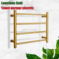 luxurious gold electric towel rack electric rail 4 bars ladder 304 stainless steel clothestowel warmer rack for bathroom