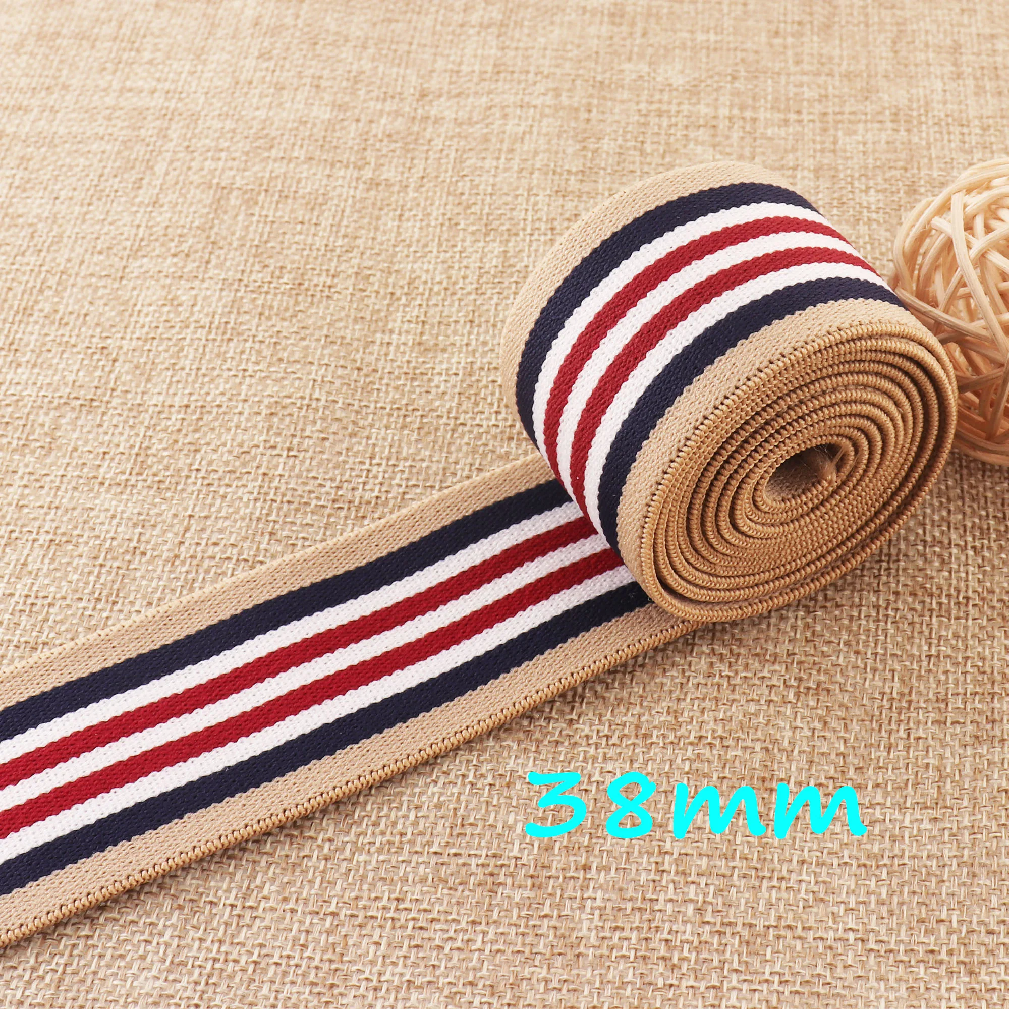 

1 1/2" Elastic Stripe Webbing Band Waistband Sewing By the Yard Elastic Ribbon Garment Accessories-40mm