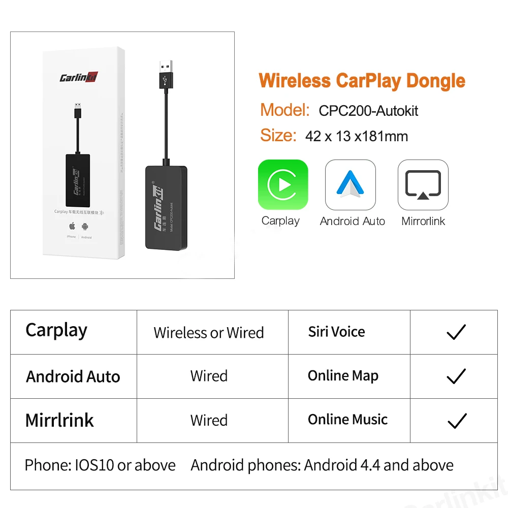 Carlinkit проводной и беспроводной Carplay Android автомобильный ключ планшет Радио экран