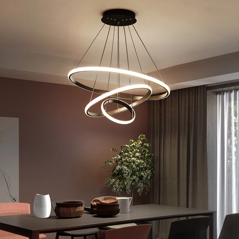 Creative Modern Home LED For Living Room Bedroom Dining White&ampBlack&ampGolden&ampCoffee Circle Frame Chandeliers AC 110V 220V | Освещение