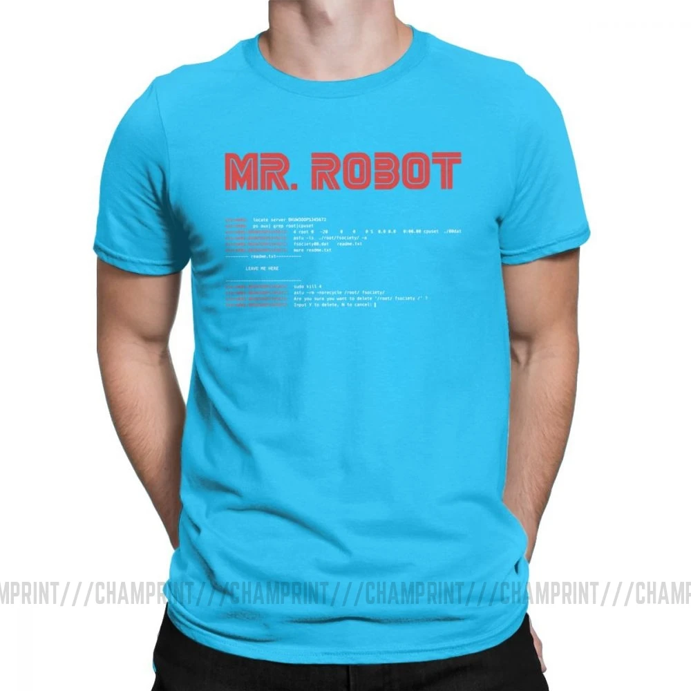Королевский синий Крутая футболка Mr Robot Программирование программист футболки разработчик футболки с кодом для мужчин вырез лодочкой хлопок короткий рукав Одежда большого размера - Цвет: Королевский синий