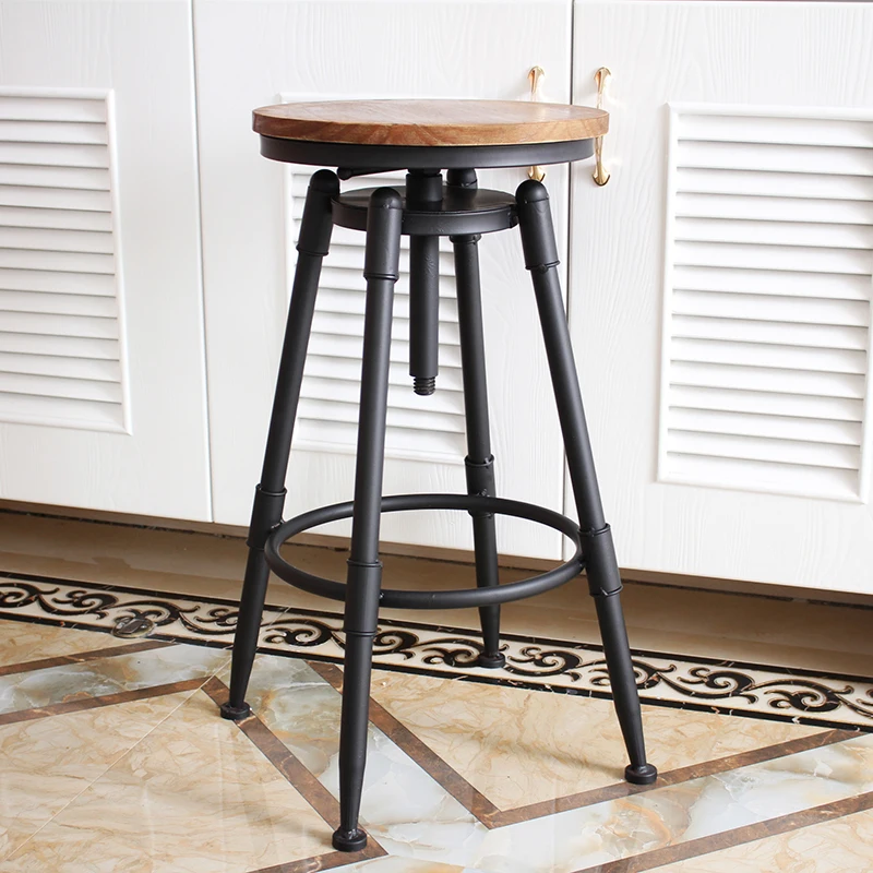 

Swivel Lift Solid Dining Chairs Wood High Stool Wrought Iron Modern Vintage Dining Chairs Taburetes Cocina Dining Furniture Sets