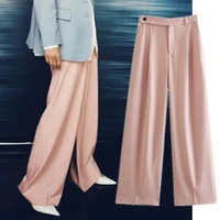 maxdutti trousers women fashion casual pants women pantalones ins blogger england solid simple high waist wide leg pants women