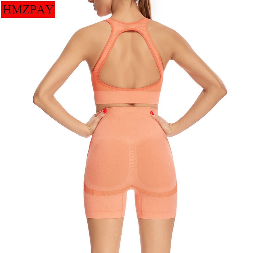 

2Pcs Women Sport Suit Gym Set Sexy Fitness Sport Bra Seamless Shorts Workout Running Clothing Gym Wear Athletic Yoga Sets