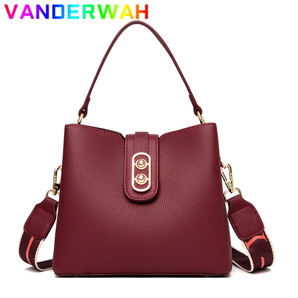 

Casual Pu Leather Tote Bags for Women 2022 Large Capacity Multi-layer Top-handle Bag Fashion Wide Strap Shonlder Crossbody Bag