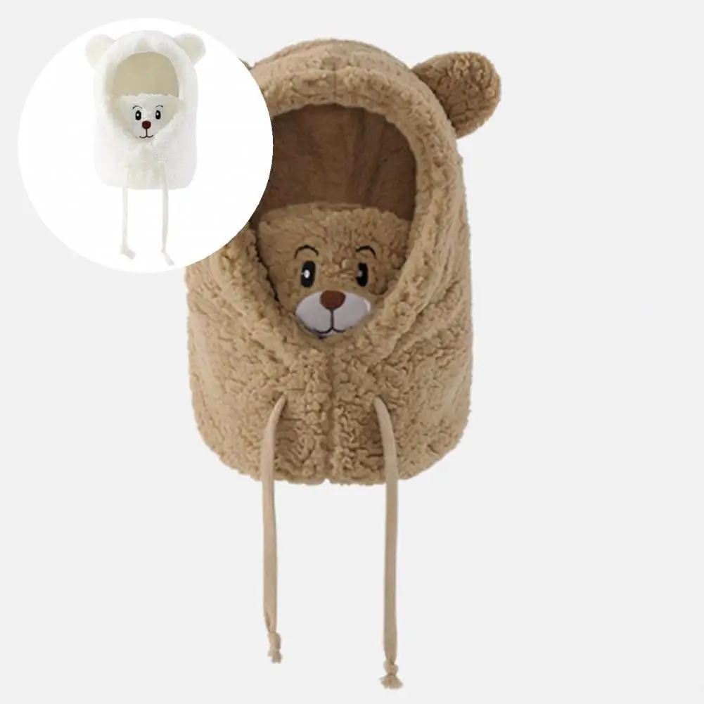 

Beauty Beanie Hat Fine Stitching Washable Excellent Stretch Bear Earmuffs Cap One Piece Hat Earmuffs Cap