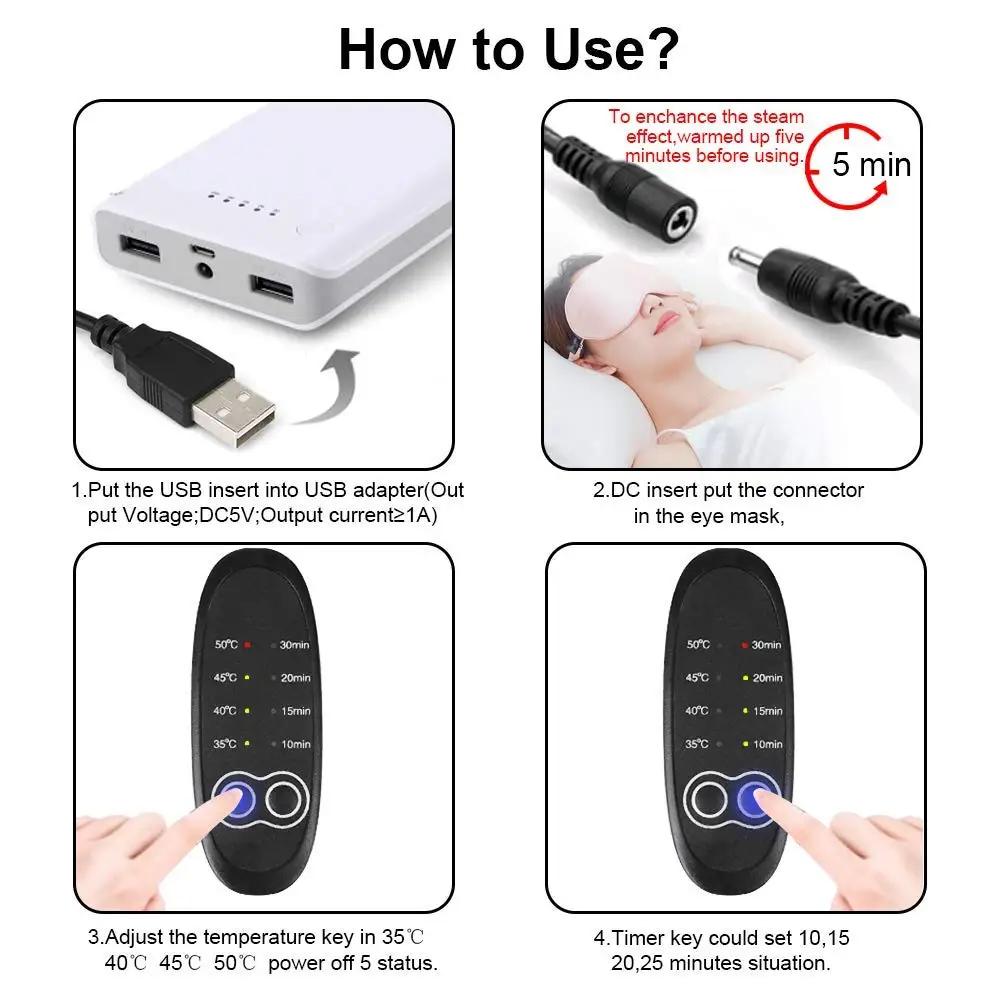 USB Паровая маска для глаз Контроль температуры термопаровая хлопковая сухой