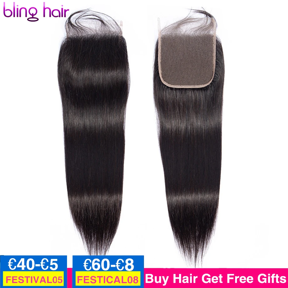

bling hair Brazilian Straight Human Hair Closure 4*4 Lace Free/middle/three Part Remy Lace Closure Natural Color Free Shipping