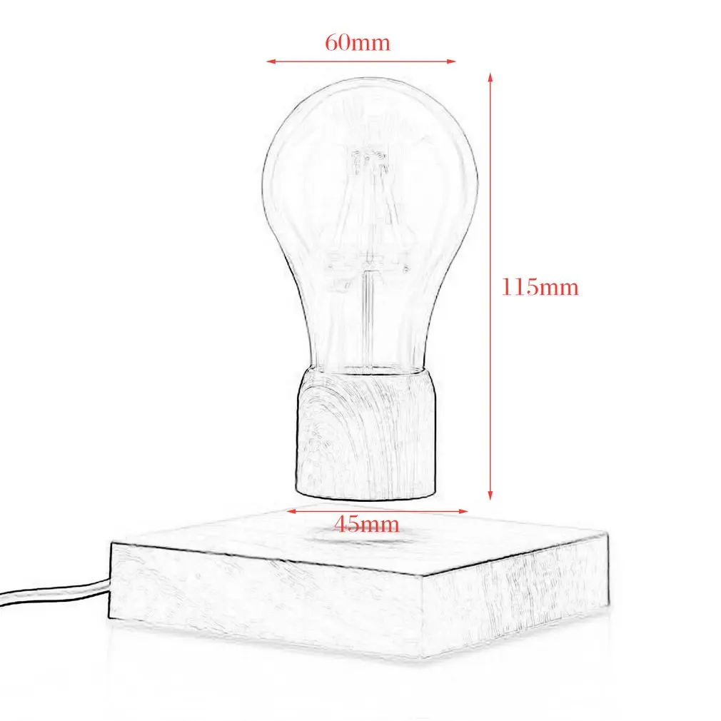 Новинка магнитная левитирующая настольная лампа деревянная зернистая плавающая