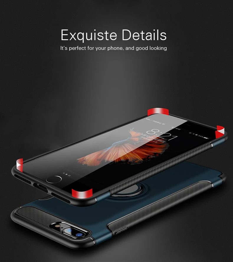 360 кольцевой держатель чехол для iPhone 7 8 Plus X XS Max XR чехлы на 6 6s 5 5s SE силиконовый