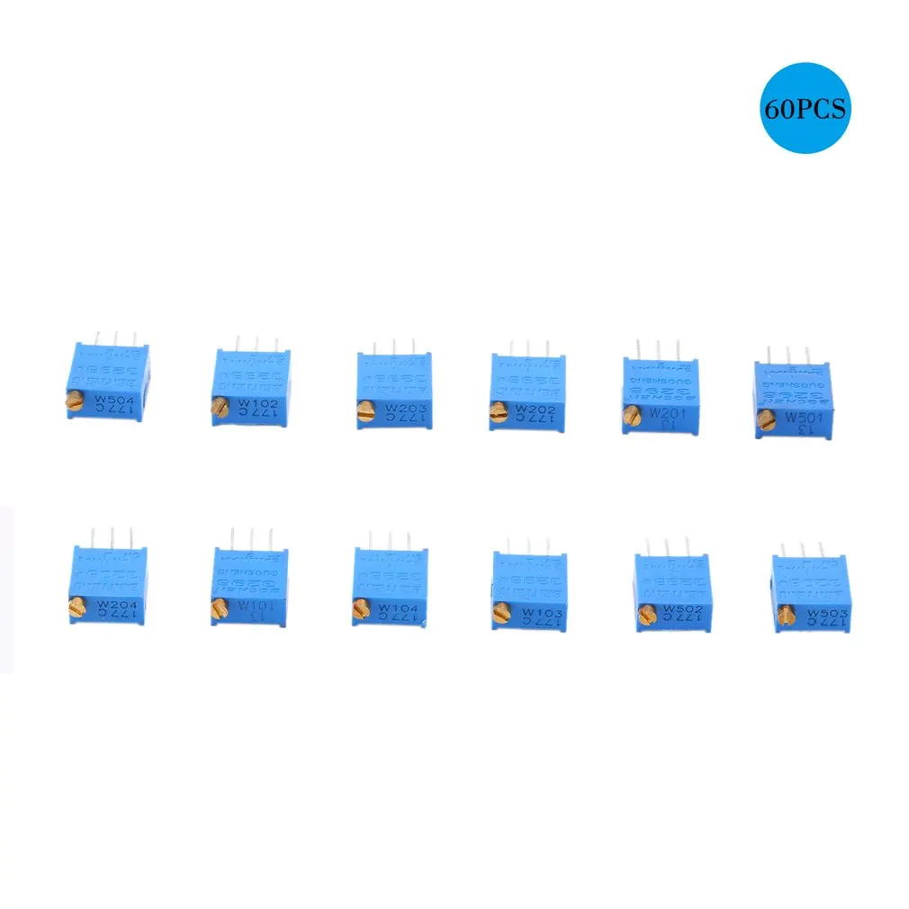 

60 шт. потенциометр в ассортименте комплект переменный резистор резистивный 3296w 12 значение потенциометр в ассортименте комплект