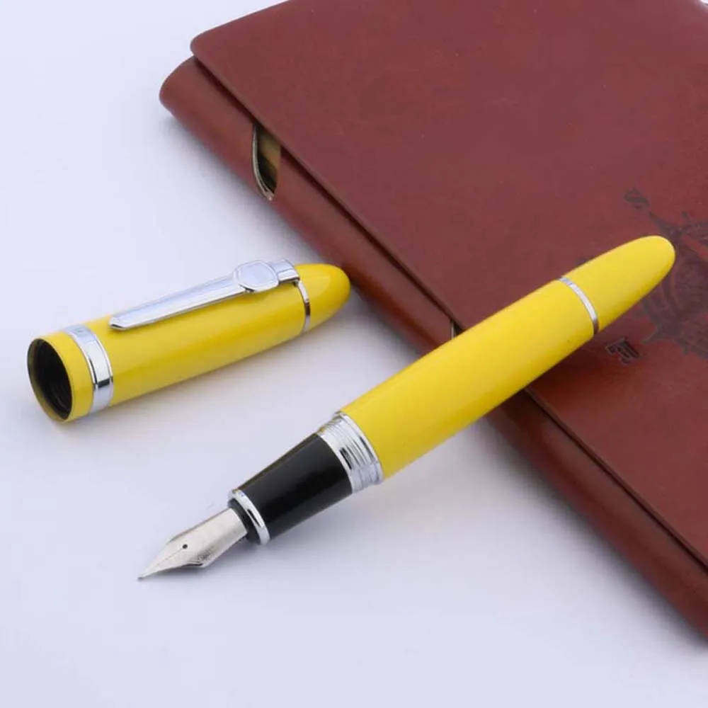 Желтая ручка jinhao серебряные аксессуары винтовая безопасная с перьевым